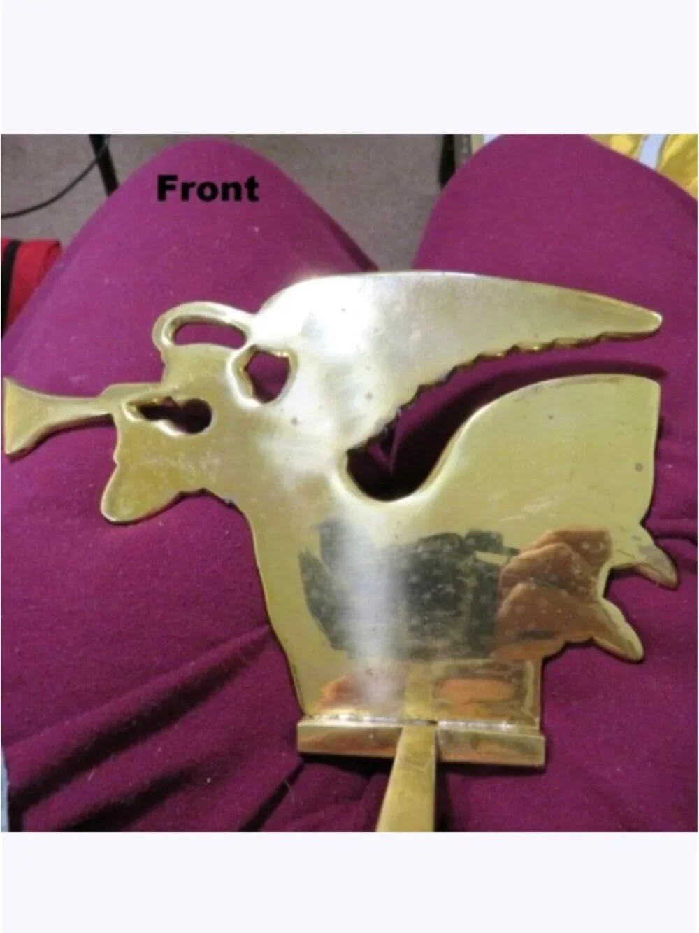 VTG Solid Brass Angel Stocking Holder Trumpet Herald Large Heavy Duty Christmas